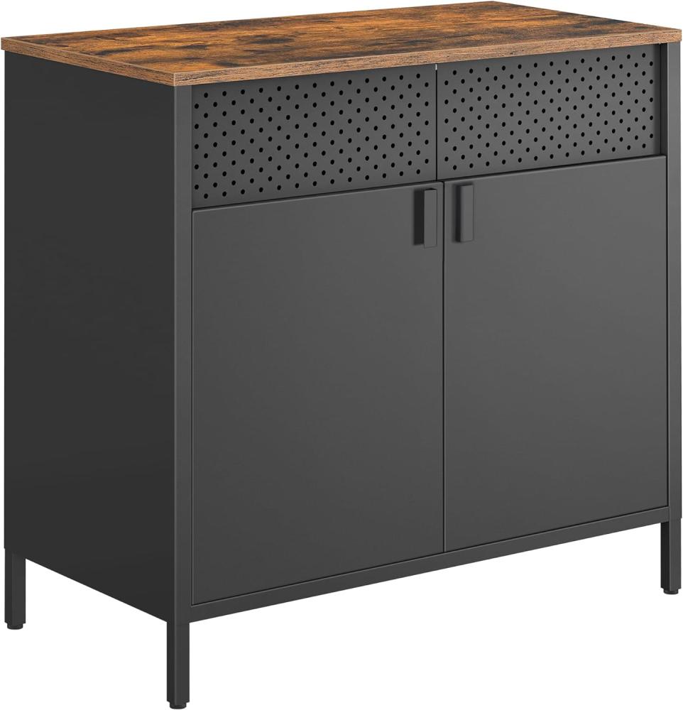 Songmics Sideboard mit verstellbarem Einlegeboden, Stahlgestell vintagebraun-schwarz, 76 x 40 x 80 cm Bild 1