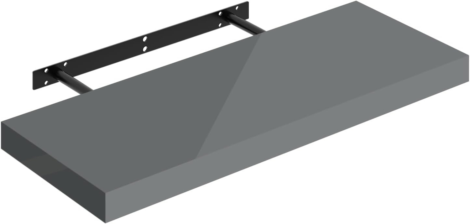 WOLTU Wandregal grau, Regal Wand, Schweberegal, Regalbrett, Wandboard, mit Metallhalterung, unsichtbare Montage, für Küche Badezimmer Wohnzimmer Schlafzimmer, aus MDF, 60 x 22,9 x 3,8 cm Bild 1