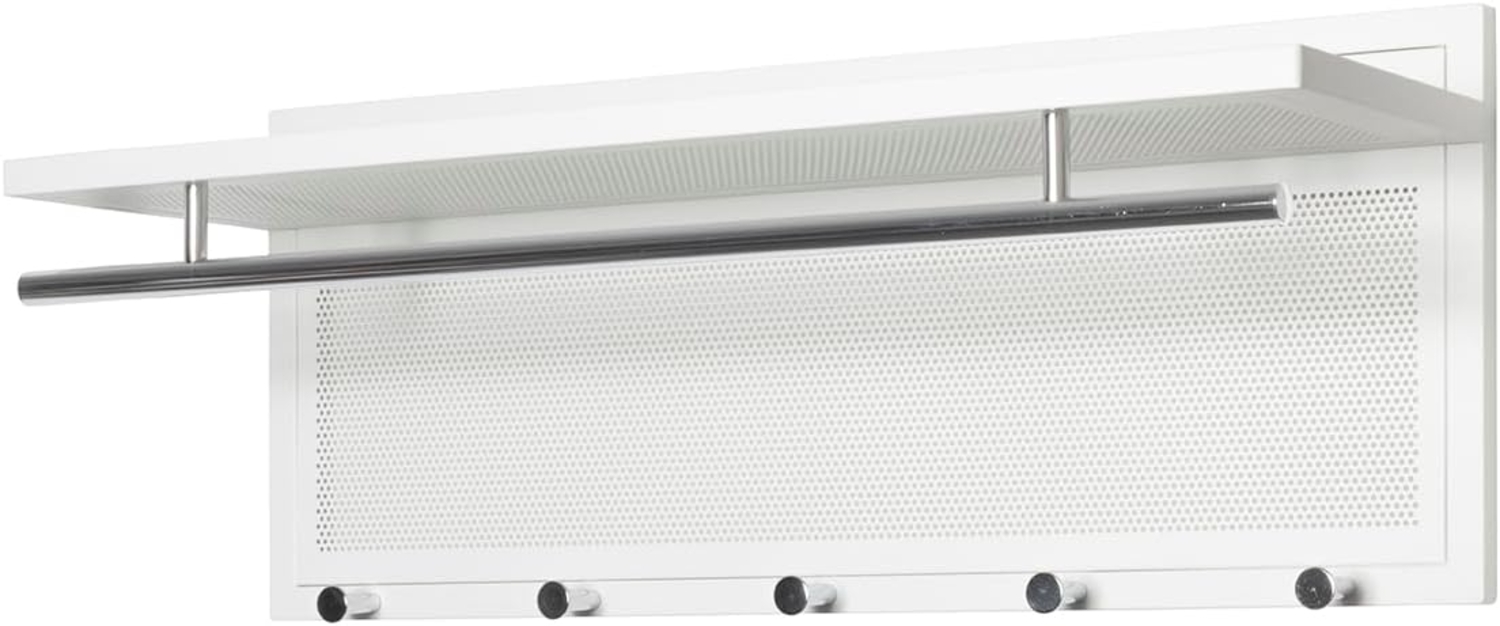 HAKU Möbel Wandgarderobe, Chrom, weiß, Metall - Maße: B 75 x H 30 x T 26 cm, Style: Modern Bild 1