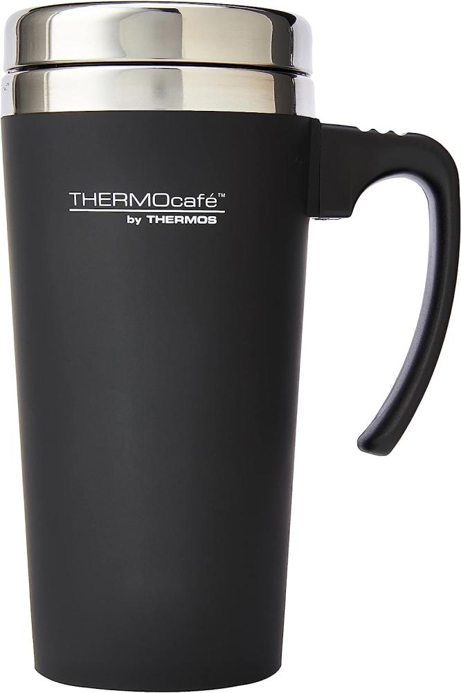 THERMOS ThermoCafé Thermobecher, Kunststoff und Edelstahl, weicher Griff, 420 ml, Soft Touch Black, 420 ml Bild 1