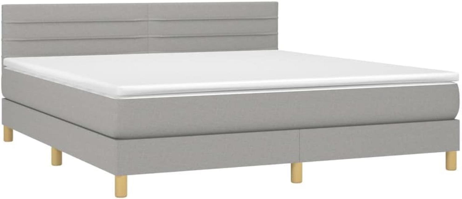 vidaXL Boxspringbett mit Matratze Hellgrau 160x200 cm Stoff 3140705 Bild 1