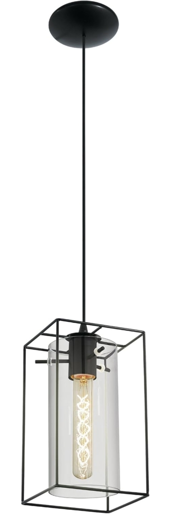 Eglo 49495 Rauchglas Hängeleuchte LONCINO Stahl schwarz, Rauchglas E27 1X40W L:15cm B:15cm H:110cm dimmbar Bild 1