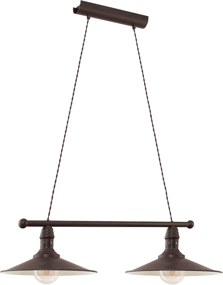 Eglo 49457 Hängeleuchte STOCKBURY Stahl antik-braun, beige E27 2X60W L:80cm B:30cm H:110cm dimmbar Bild 1
