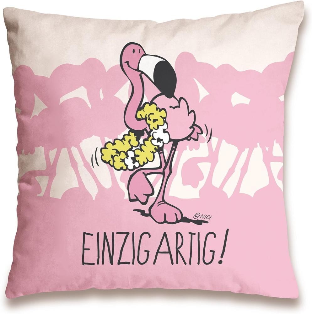 Nici 41940 Flamingo Baumwollkissen „Einzigartig“, 37 x 37 cm Bild 1