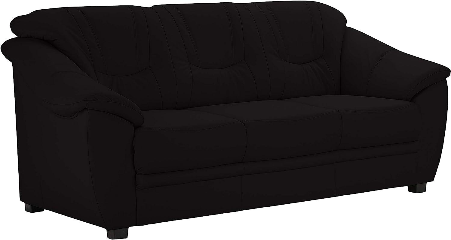 Cavadore 3-Sitzer Savana / 3er Ledersofa mit Federkern im klassischen Design / 198 x 90 x 90 / Echtleder Schwarz Bild 1