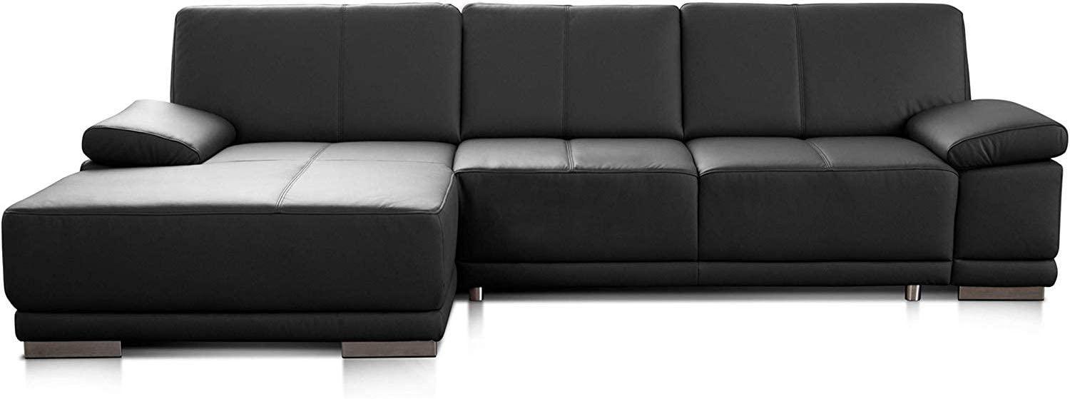 CAVADORE Bettsofa Corianne in Echtleder / Ecksofa inkl. Schlaffunktion und verstellbaren Armlehnen / 282 x 80 x 162 / Echtes Leder, schwarz Bild 1