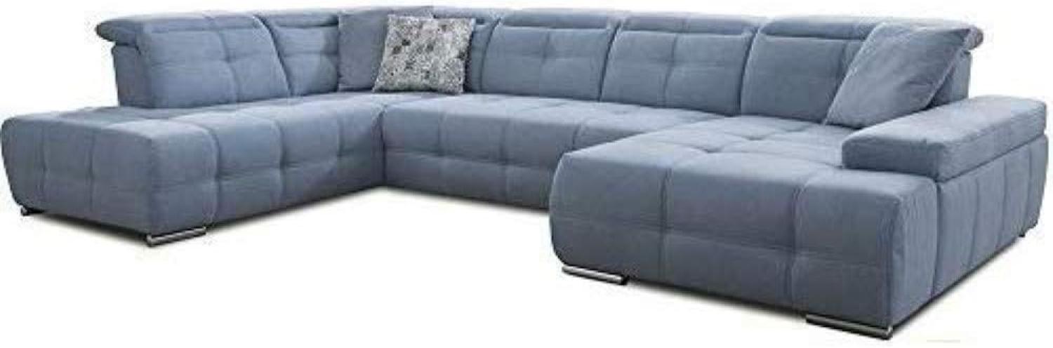 Cavadore Wohnlandschaft Mistrel mit Bettfunktion / Schlafsofa mit leichter Fleckentfernung dank Soft Clean / Geeignet für Haushalte mit Kindern, Haustieren /343 x 77 x 228 / blau Bild 1