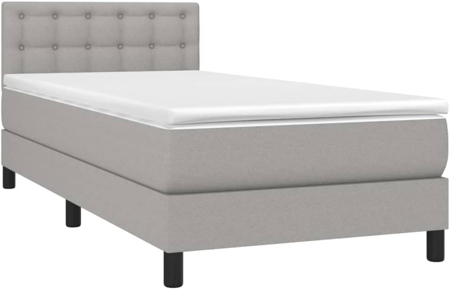 vidaXL Boxspringbett mit Matratze Hellgrau 90x200 cm Stoff, Härtegrad: H2 [3140345] Bild 1