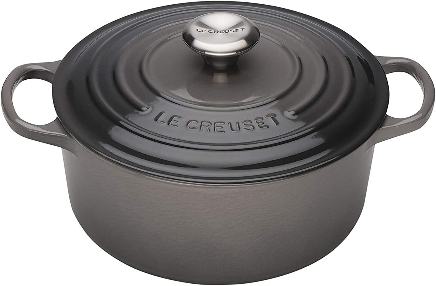 Le Creuset Signature Gusseisen-Bräter mit Deckel, Für alle Herdarten und Induktion geeignet, Rund, Flint, 20,0 cm, 2.4 Bild 1