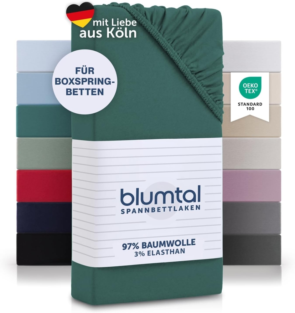 Blumtal® Baumwolle Spannbettlaken 140x200 cm Basics Jersey im 2er Set - Bettbezug 140x200 cm - Oeko-TEX zertifiziertes Spannbetttuch 140x200 cm - Matratzenbezug 140x200 - Leintuch 140x200 - Silver Pine Bild 1