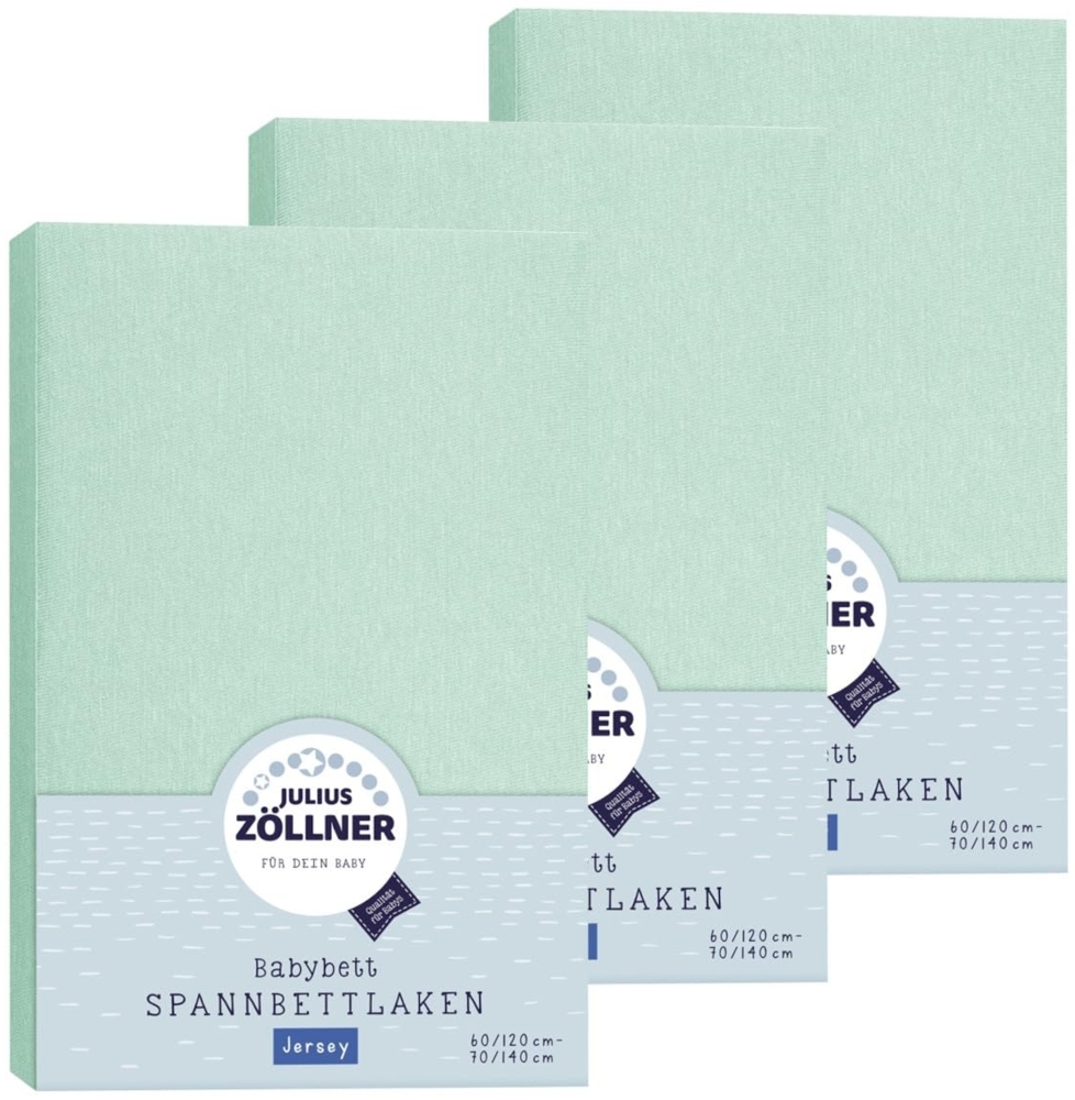 Julius Zöllner Spannbetttuch Jersey 70x140 / 60x120 Salbei 3er Pack Bild 1