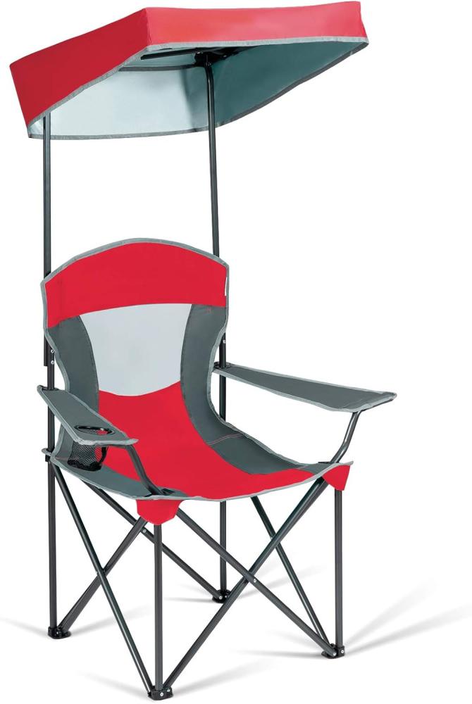 COSTWAY Campingstuhl mit Sonnendach, belastbar bis 150kg, Klappstuhl, für Strand, Garten, Terrasse, 90 x 72 x 150 cm, Rot Bild 1