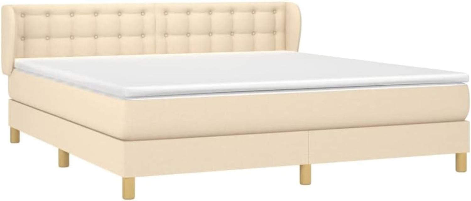 Doppelbett, Polsterbett mit Matratze Stoff Creme 160 x 200 cm Bild 1