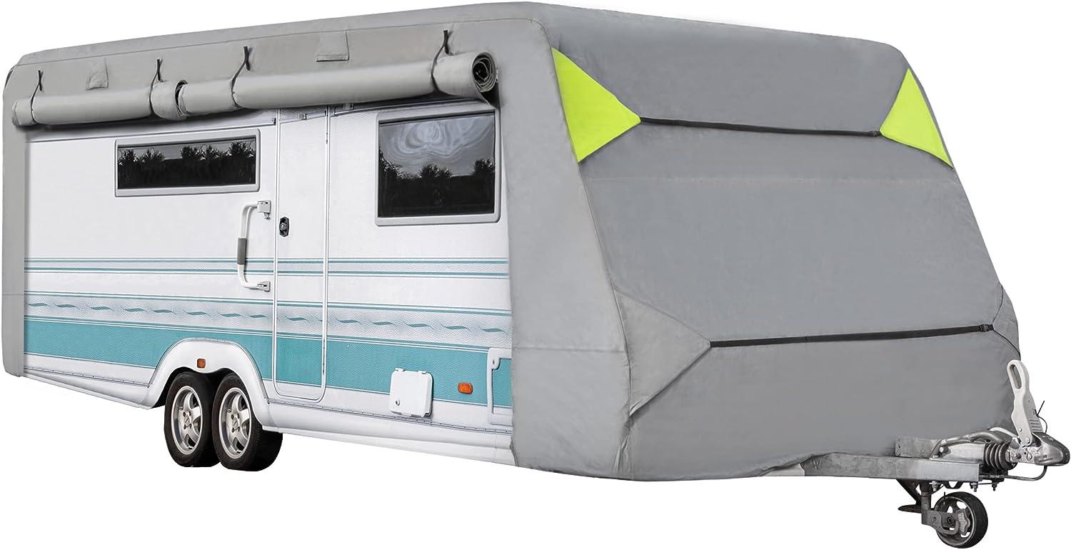 ONVAYA® Wohnwagen-Schutzhülle | Abdeckung fürs Wohnmobil | atmungsaktive Abdeckplane | Wind- und wetterfest | 670 x 250 x 220 cm Bild 1