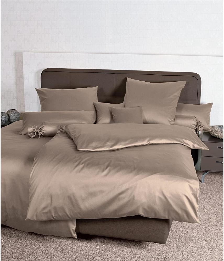 Hochwertige Janine Mako-Satin BETTWÄSCHE COLORS in verschiedenen Größen und Farben 240x220/ 2x 80x80 cm taupe 57 Bild 1