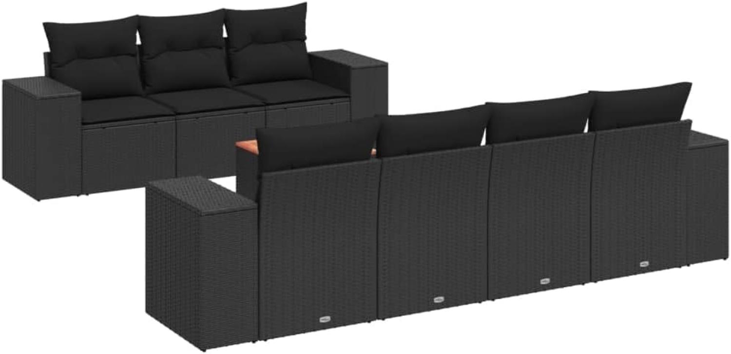 vidaXL 8-tlg. Garten-Sofagarnitur mit Kissen Schwarz Poly Rattan 3225348 Bild 1