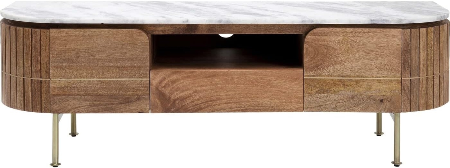 Kare Design Lowboard Grace, Braun, Sideboard, TV-Board, Mangoholz, Marmor Deckplatte, Stahl, Wohnzimmer, Schlafzimmer, 49 x 146 x 43 cm Bild 1