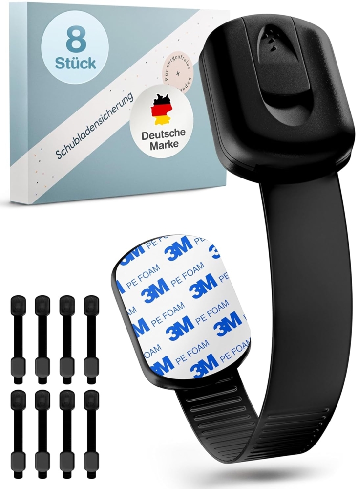 ADLERSFELD Schubladensicherung (Schwarz) (8 Stück) Bild 1