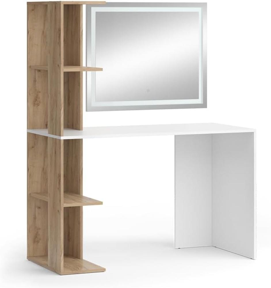 Vicco Schminktisch Tower Weiß Sonoma 122 x 55 cm mit LED-Spiegel Bild 1