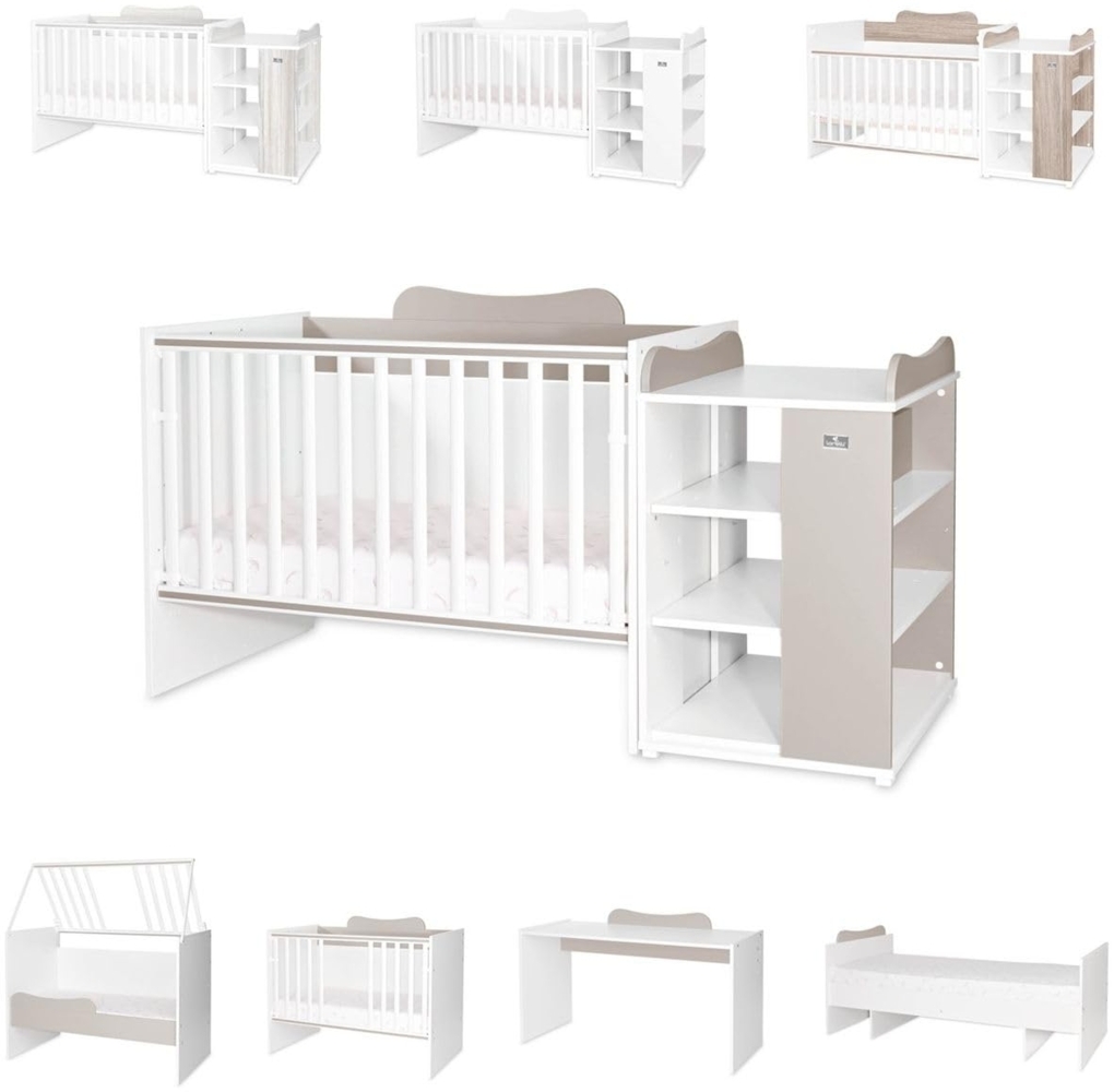 Lorelli Babybett Multi, Jugendbett, Schreibtisch, Wickeltisch, mehrfach umbaubar beige Bild 1