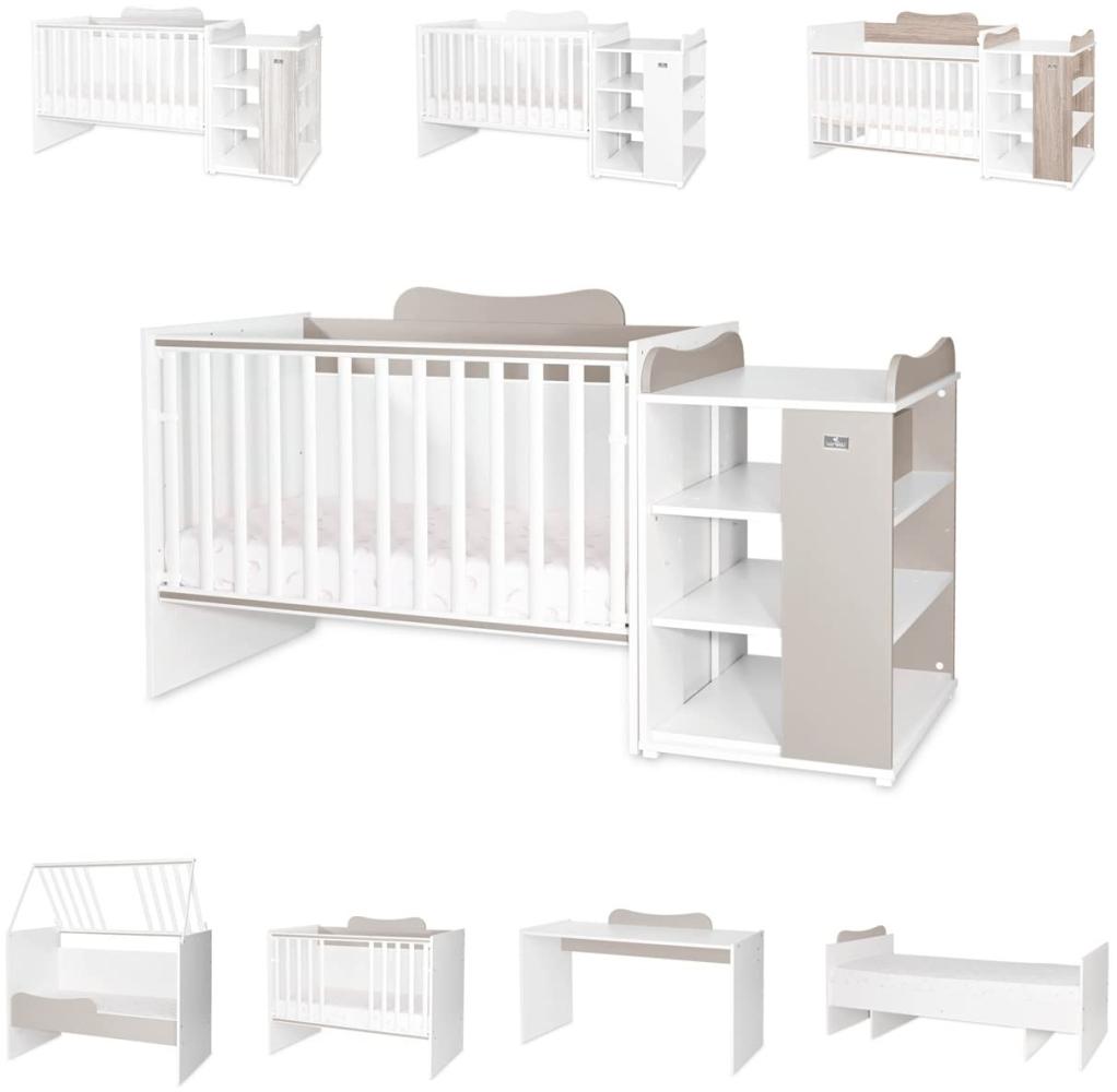 Lorelli Babybett Multi, Jugendbett, Schreibtisch, Wickeltisch, mehrfach umbaubar beige Bild 1