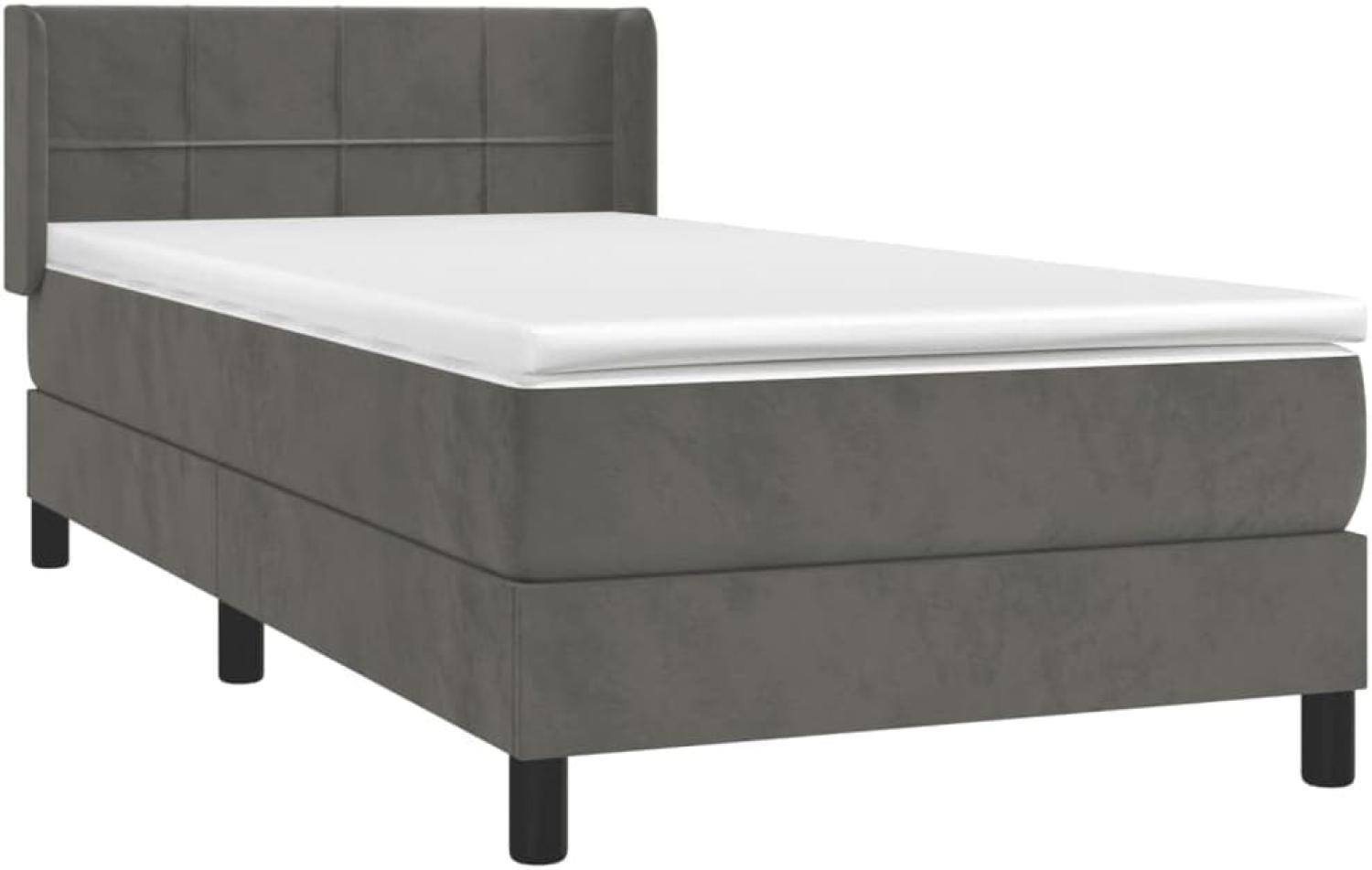 Boxspringbett mit Matratze Dunkelgrau 100x200 cm Samt (Farbe: Grau) Bild 1