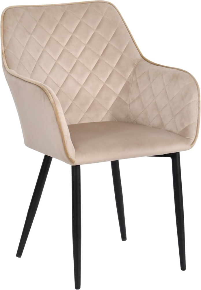 Duhome Esszimmerstuhl aus Stoff (Samt) Farbauswahl Retro Design Armlehnstuhl Stuhl mit Rückenlehne Sessel Metallbeine 8058, Farbe:Cappuccino, Material:Samt Bild 1