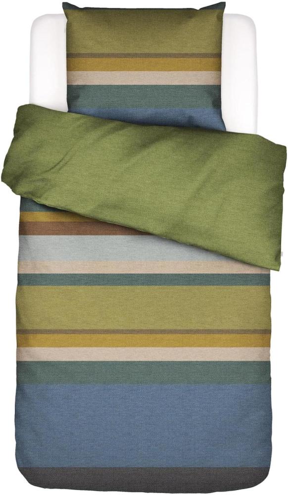 Essenza Bettwäsche Kim Green Flanell Brushed Renforcé, Flanell, 2 teilig, gestreift, kuschelig, warm Bild 1