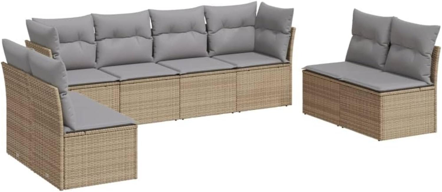 vidaXL 8-tlg. Garten-Sofagarnitur mit Kissen Beige Poly Rattan 3249288 Bild 1