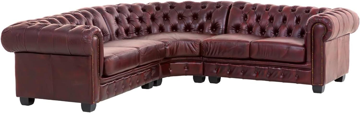 Ecksofa Chesterfield Echtleder rot Bild 1