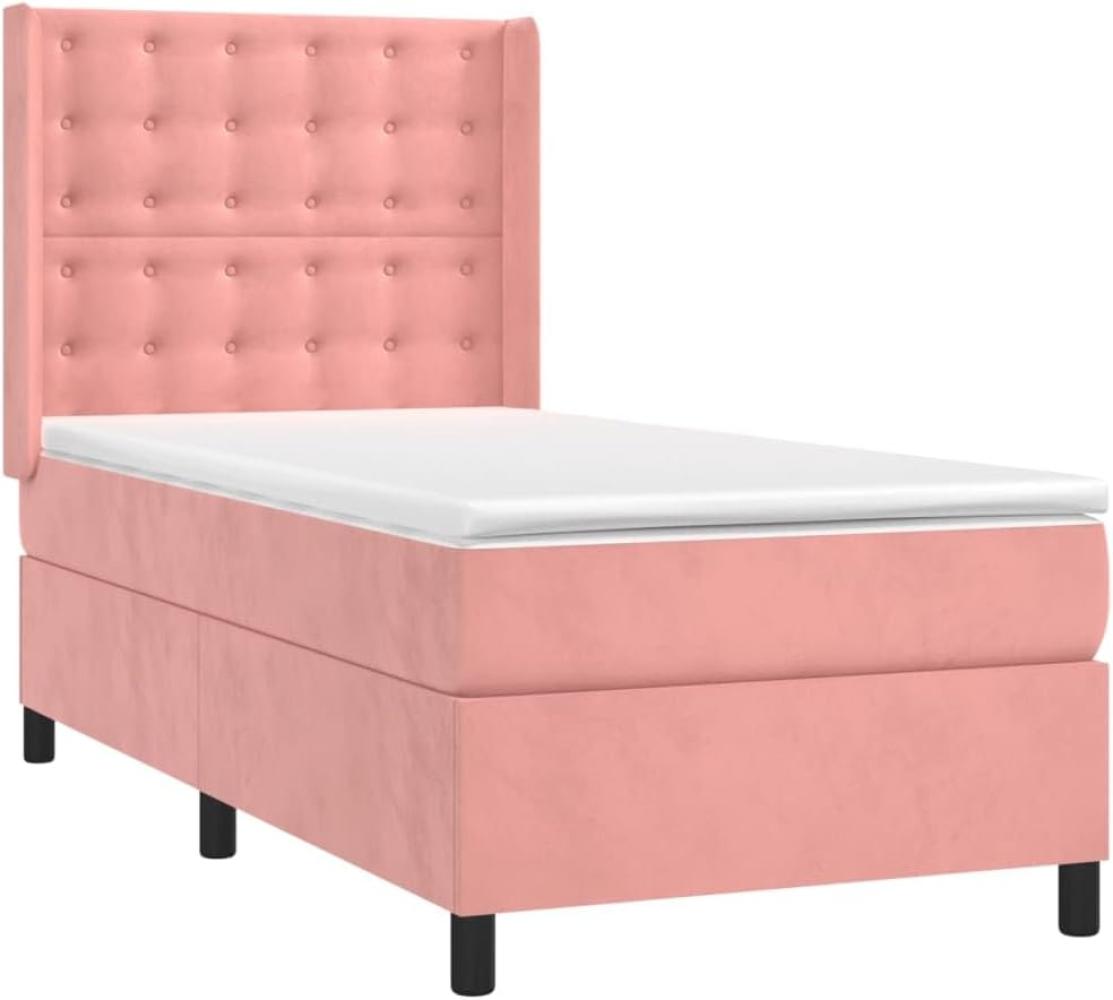 vidaXL Boxspringbett mit Matratze Rosa 90x190 cm Samt 3132896 Bild 1