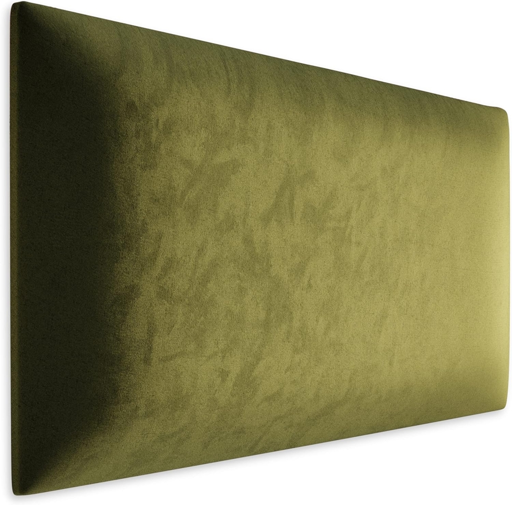 Muralo Samt Wandkissen Stoff Polsterpaneel Schlafzimmer Wohnzimmer Bett Wandpolster Bettkopfteil Lendekissen Modern Luxus Gepolstert Polster Paneel (Olivgrün, 50x30 cm) Bild 1
