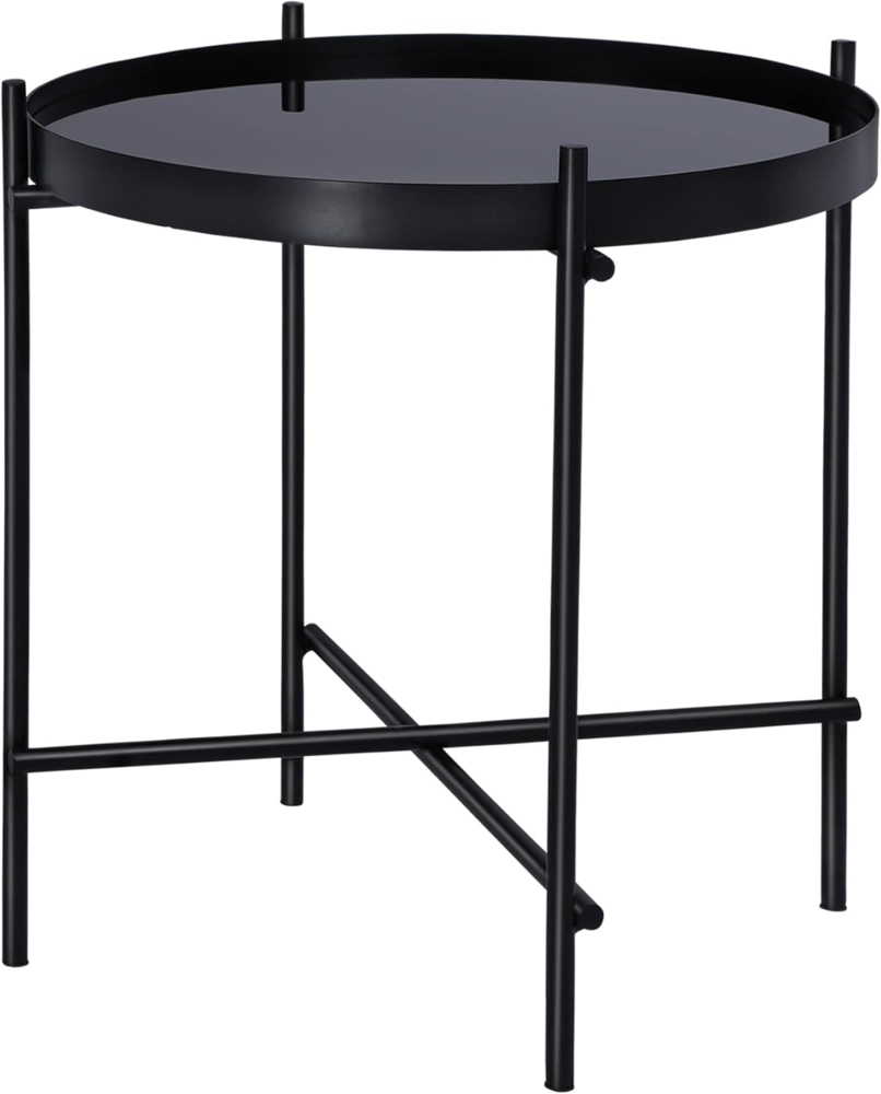Beistelltisch Ø 43x45 cm Schwarz aus Metall und Glas WOMO-Design Bild 1