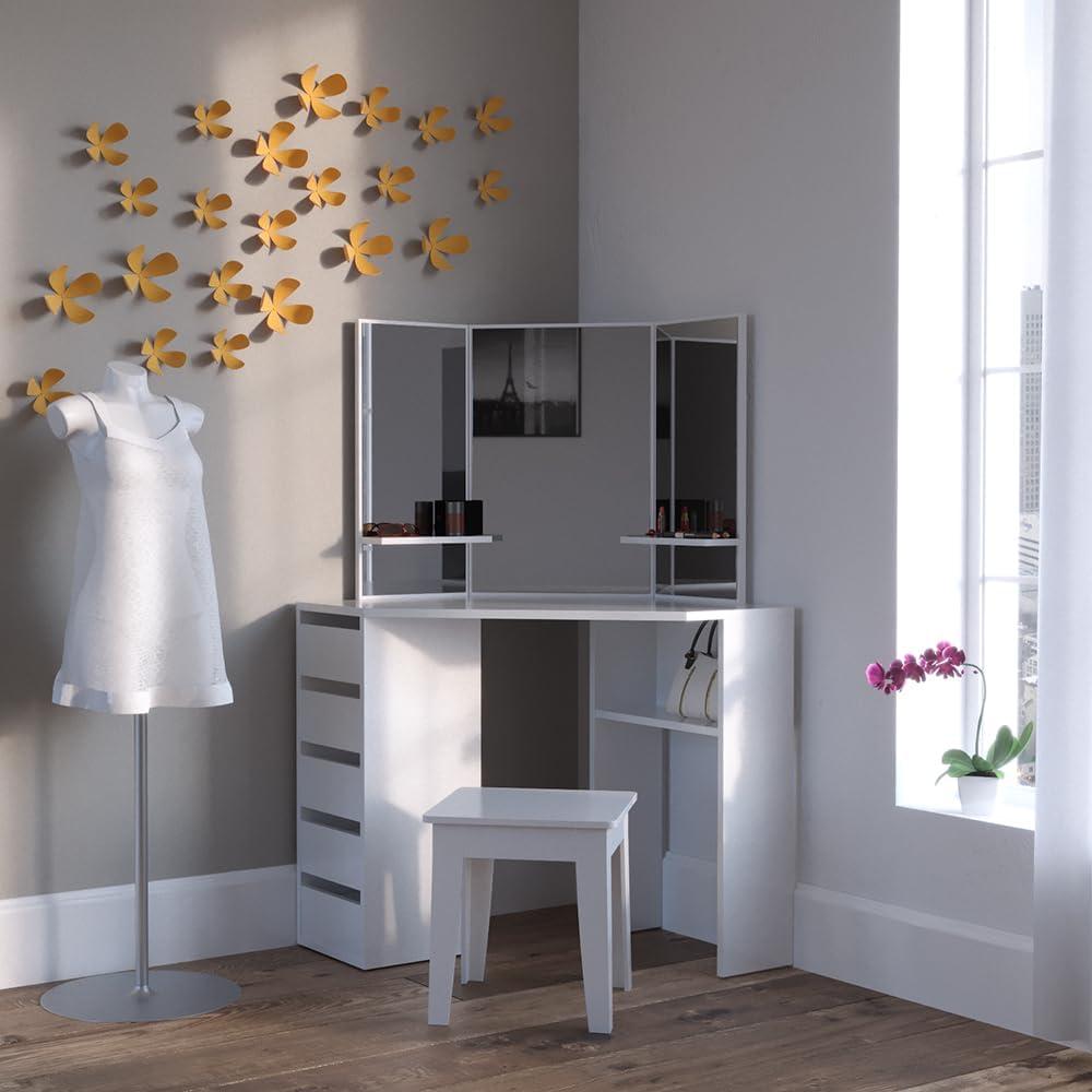 Eckschminktisch Arielle Weiß 110 cm Vicco Bild 1