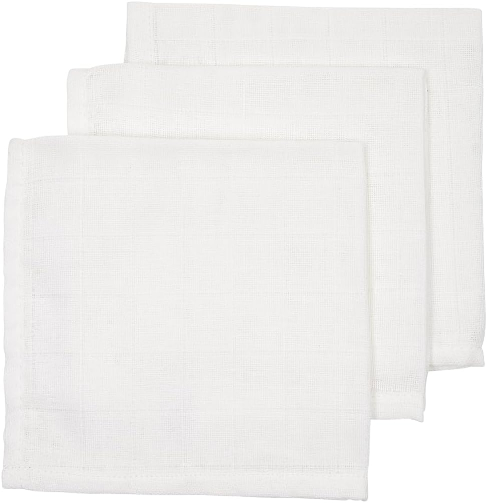 Meyco 457000 3er-Set Musselinhandtücher aus 100% Baumwolle Weiß 30x30 cm Bild 1