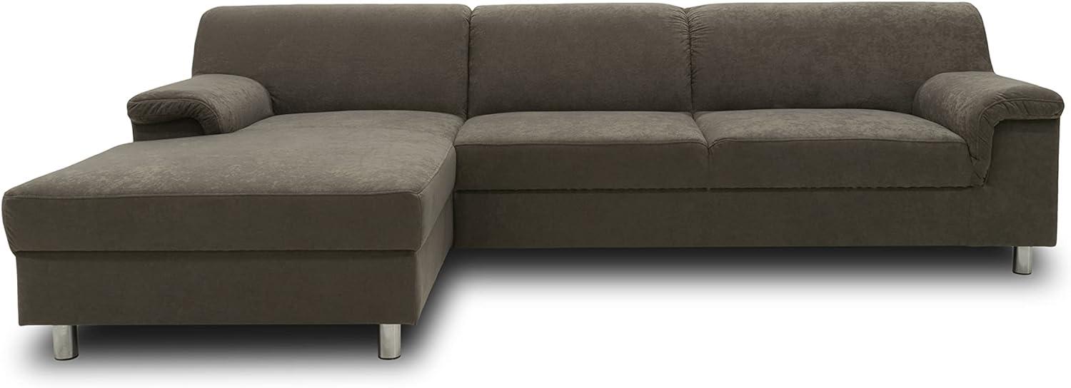 DOMO. collection Jamie Ecksofa, Sofa mit Schlaffunktion, Couch in L-Form, modernes Schlafsofa, grau, 251x150x72 cm Bild 1