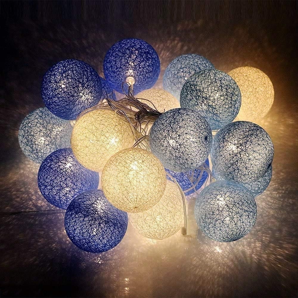 LED Lichterkette Baumwollkugeln Batteriebetrieben, 3,3m 20er Cotton Ball Lichterketten Kugeln Nachtlicht für Weihnachten, Hochzeit, Party, Zimmer, Wohnheim, Innen Deko Bild 1