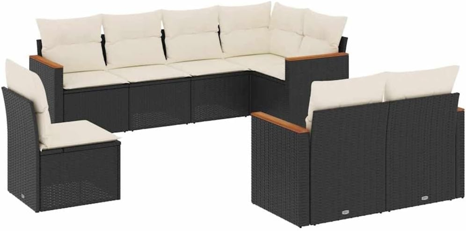 vidaXL 8-tlg. Garten-Sofagarnitur mit Kissen Schwarz Poly Rattan 3258563 Bild 1