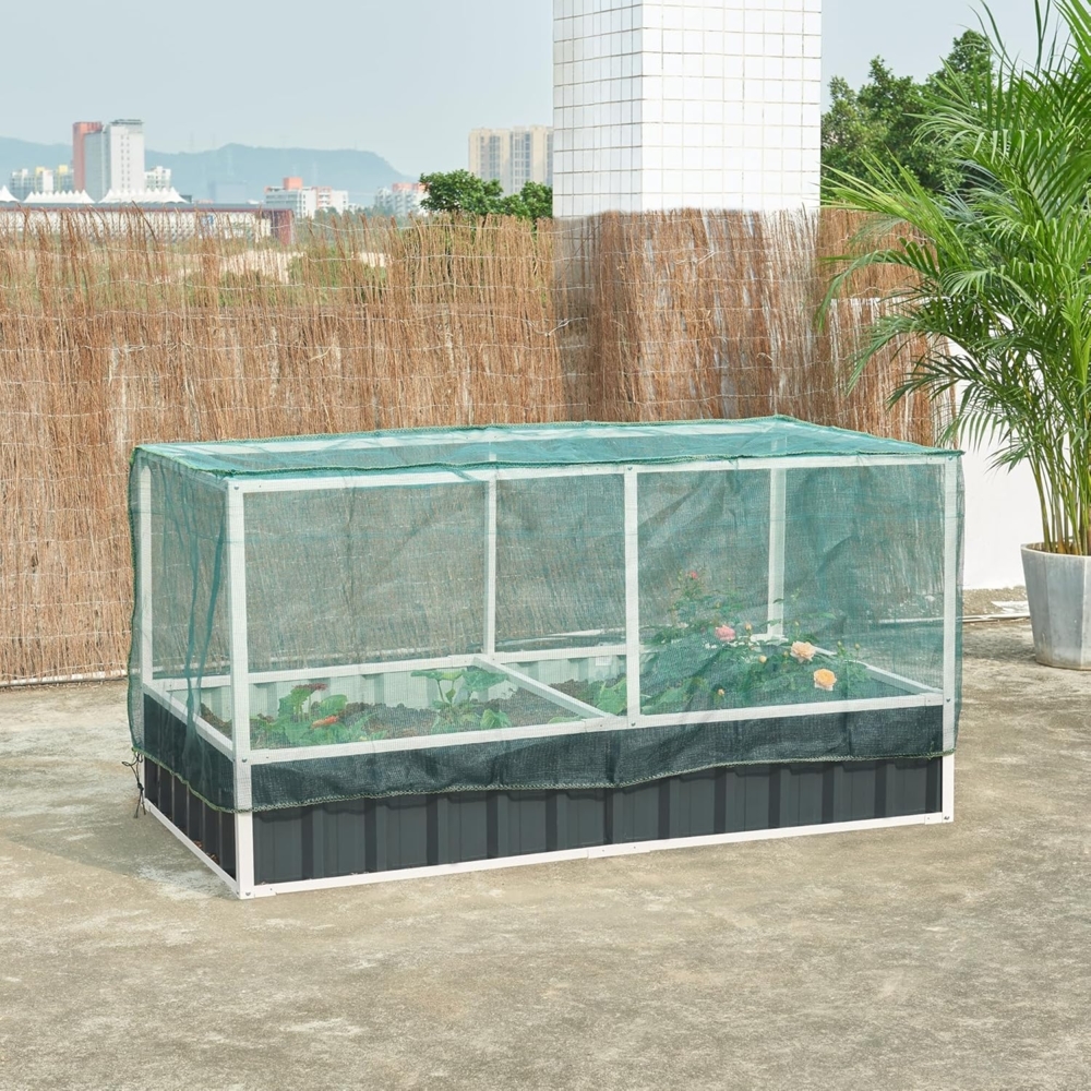 Hochbeet mit Netz Alblasserdam 174x90x88 cm Anthrazit [en. casa] Bild 1