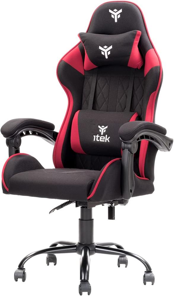 iTek Gaming Chair Rhombus FF10, Gewebe, Schwarz-Rot, Normale Bild 1