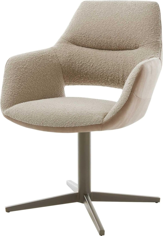 Drehstuhl Yago-Flex mit Armlehnen Materialmix Schlamm Fußkreuz Effektfinish Titan 360° drehbar Taschenfederkern Bild 1