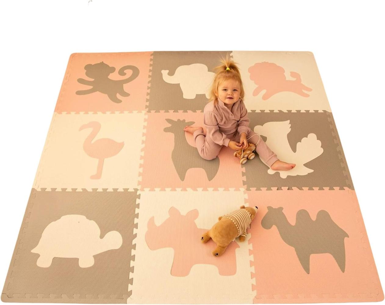 Hakuna Matte große Puzzlematte für Babys 1,8x1,8 m – 9 XXL Platten 60x60 cm mit Tieren – 20% dickere Spielmatte in Einer umweltfreundlichen Verpackung – schadstofffreie, geruchlose Krabbelmatte Bild 1