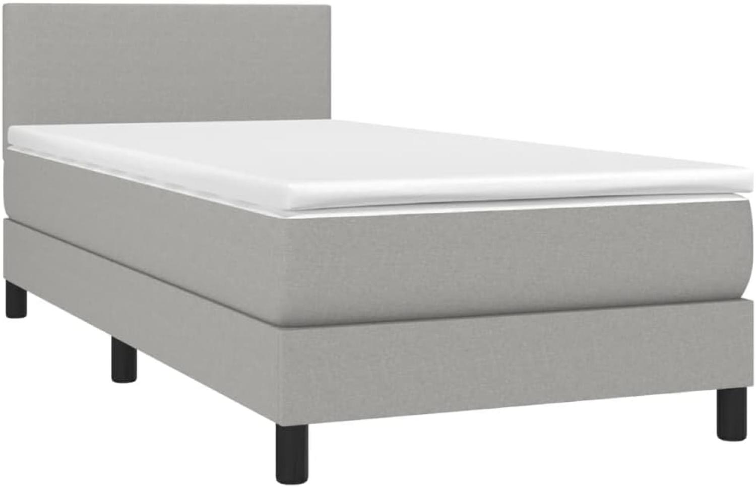 vidaXL Boxspringbett mit Matratze, Stoff, Hellgrau, 80 x 200 cm, H2 Bild 1