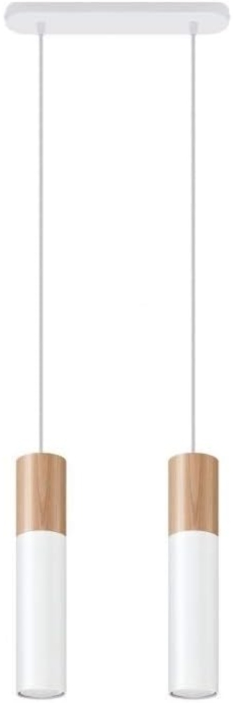 Sollux Pablo 2 Hängelampe weiß, Natur Holz 2x GU10 dimmbar 30 x 6 x 90 cm Bild 1