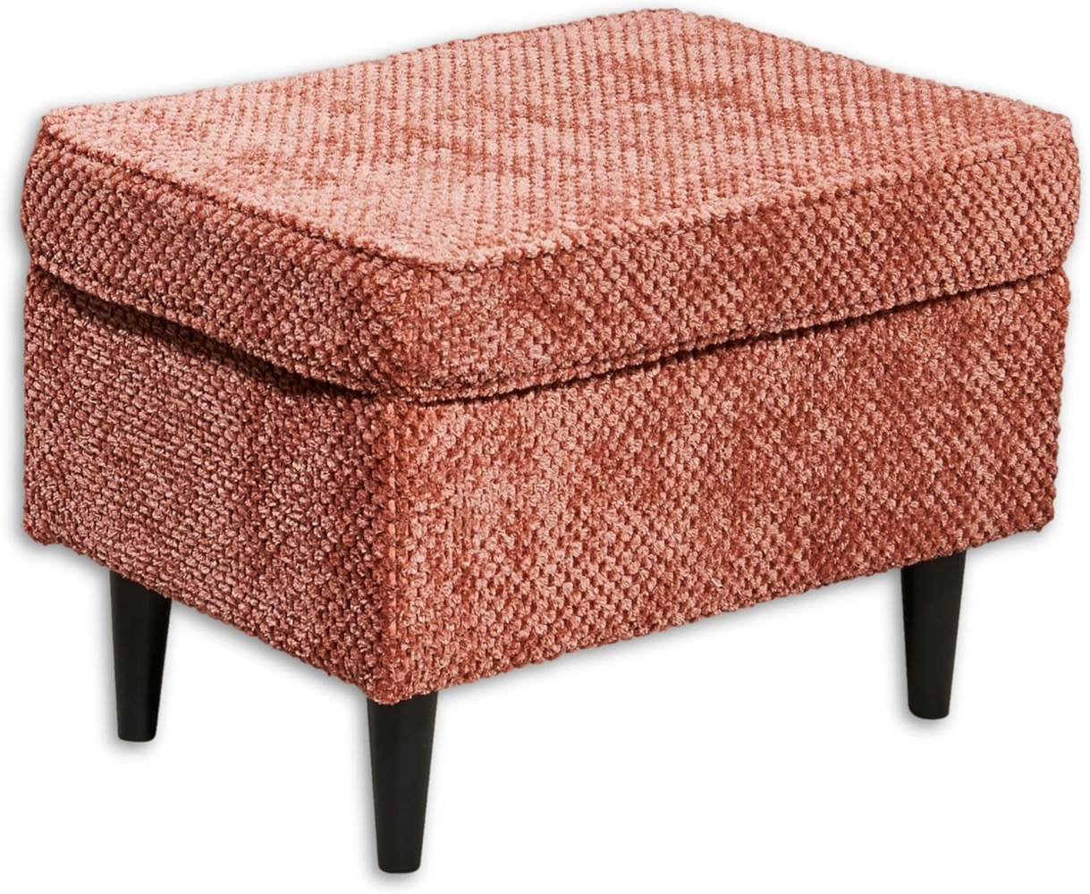 OSKAR Fußhocker gepolstert, Coral - Vintage Polsterhocker für Sessel, Couch und Sofa - 63 x 43 x 42 cm (B/H/T) Bild 1