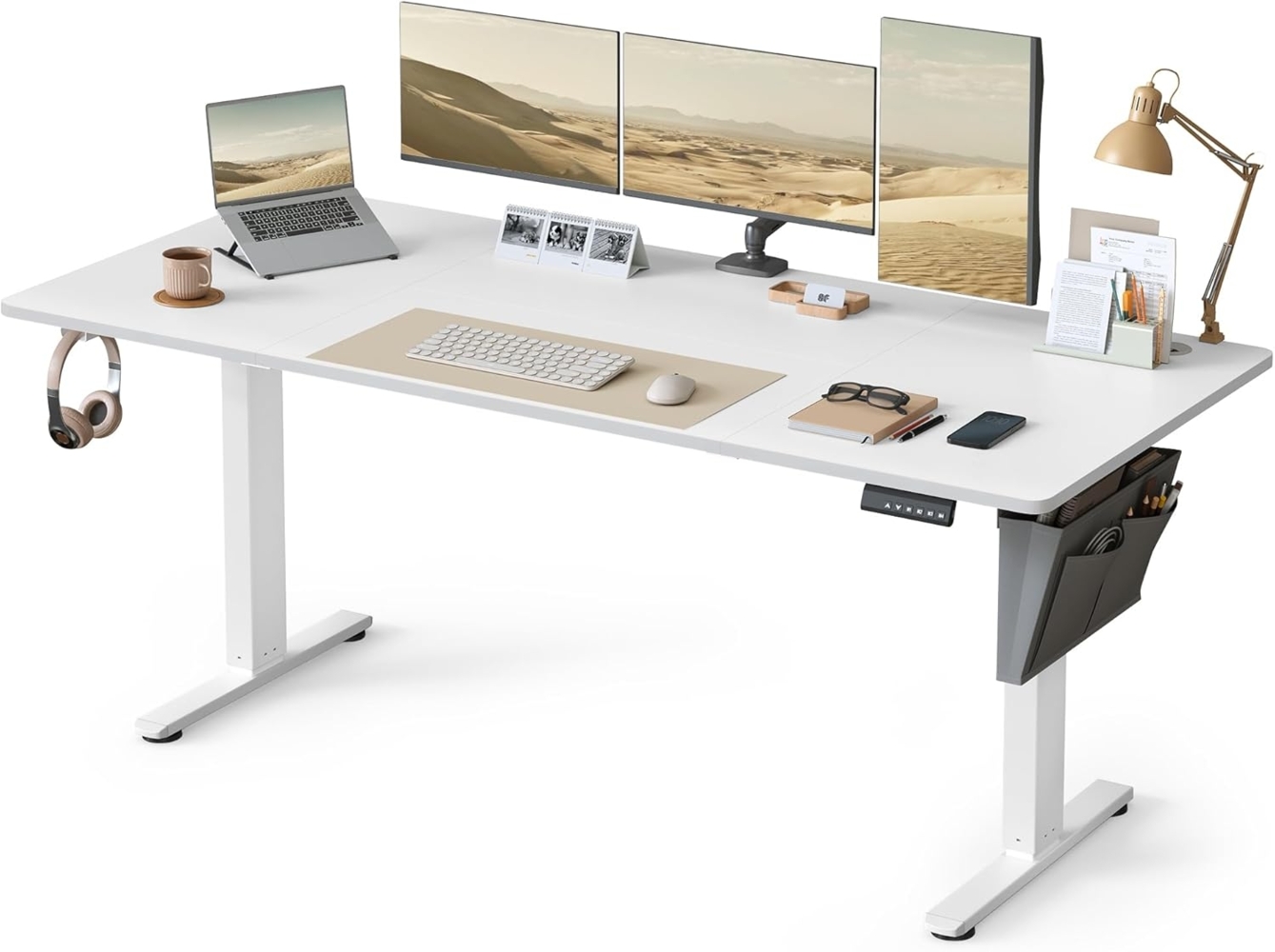 SONGMICS Höhenverstellbarer Schreibtisch elektrisch, 180x80 cm, Verstellbarer Tisch, Memory-Funktion für 4 Höhen, für Büro, wolkenweiß LSD138W01 Bild 1