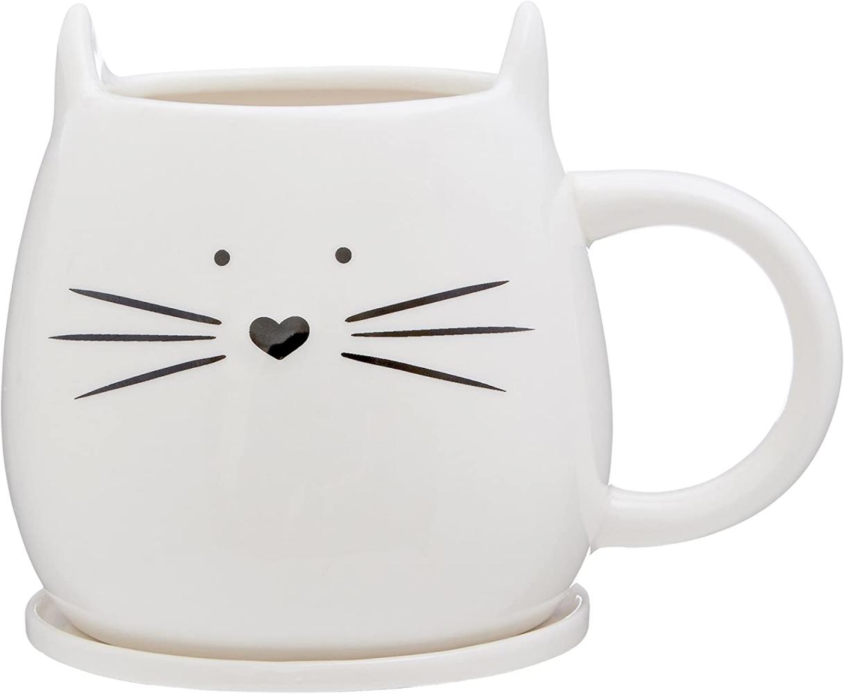 Premier Housewares Elfenbein Katze Becher & Covaster, 380ml Bild 1