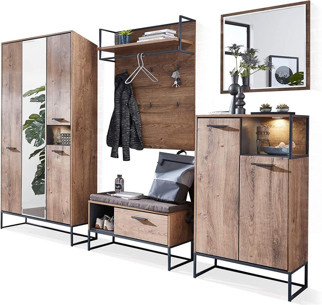 Möbel-Eins MILTON Komplett-Garderobe II, Material MDF, eichefarbig Bild 1