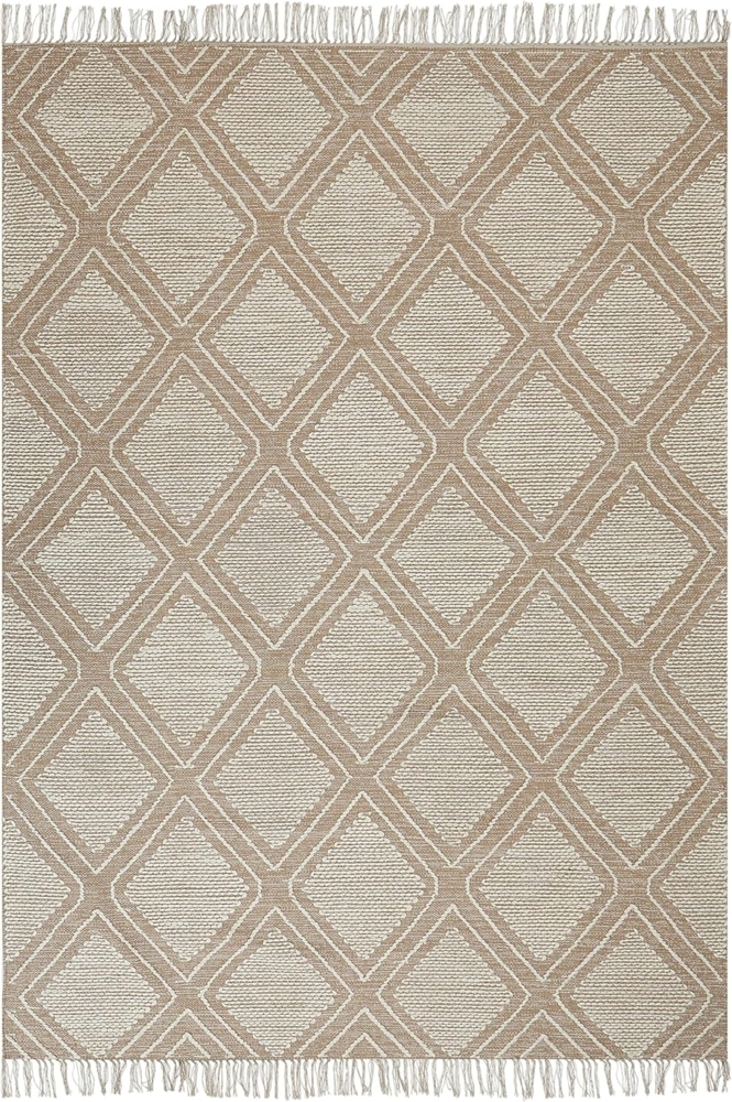 Teppich Baumwolle beige weiß 140 x 200 cm Kurzflor KACEM Bild 1