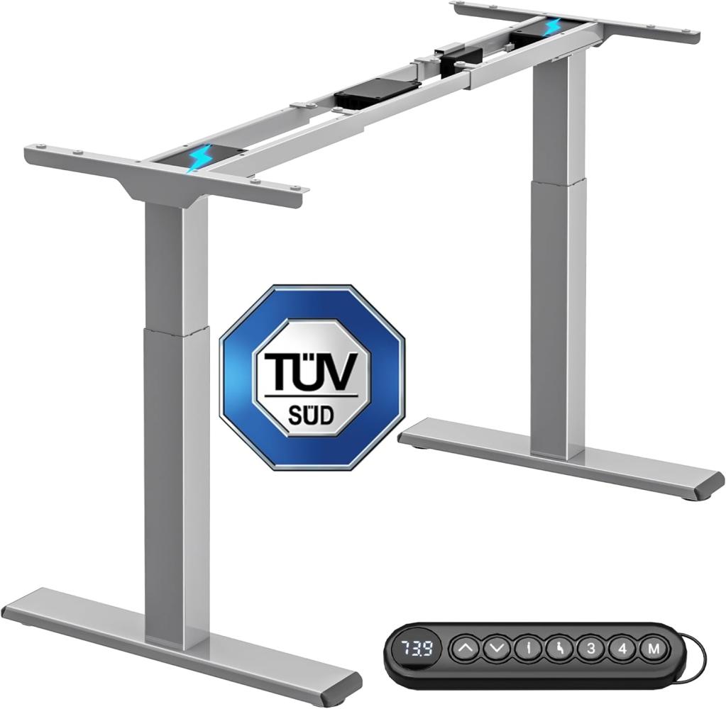 ALLDREI elektrisch stufenlos höhenverstellbarer Schreibtisch Mit 4 Speicher-Steuerung, 2 Motoren, 2-Fach-Teleskop (Grau) Bild 1